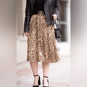 J.Crew Pleated leopard cheetah animal print midi skirt Maximalist K3886 Size 2